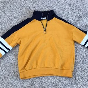 Garage yellow and blue quarter zip sweatshirt